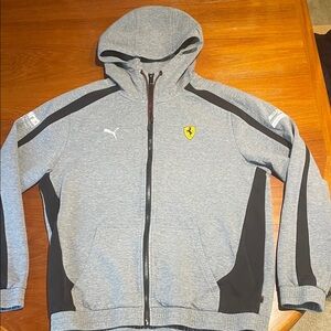 Puma Scuderia Ferrari gray full zip hoodie sweatshirt Medium